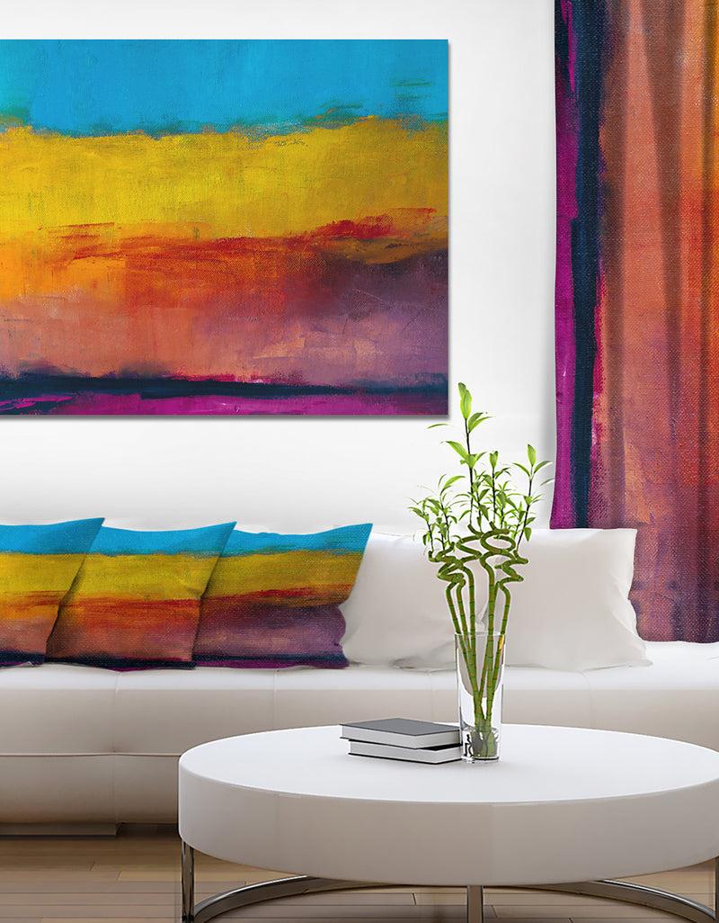 DesignQ Yellow Blue Orange in Abstract Painting background - Contemporary Painting Print on Wrapped Canvas