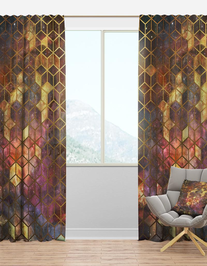 DesignQ Yellow Cubes on Nebula - Modern & Contemporary Curtain Panels