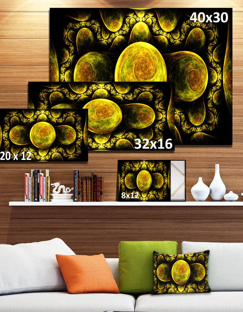 DesignQ Yellow Exotic Fractal Pattern - Abstract Art On Canvas