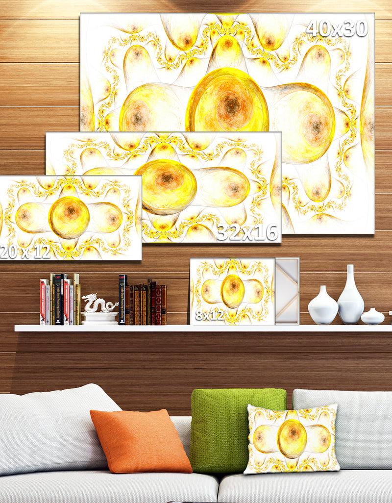 DesignQ Yellow Exotic Pattern On White - Abstract Art On Canvas