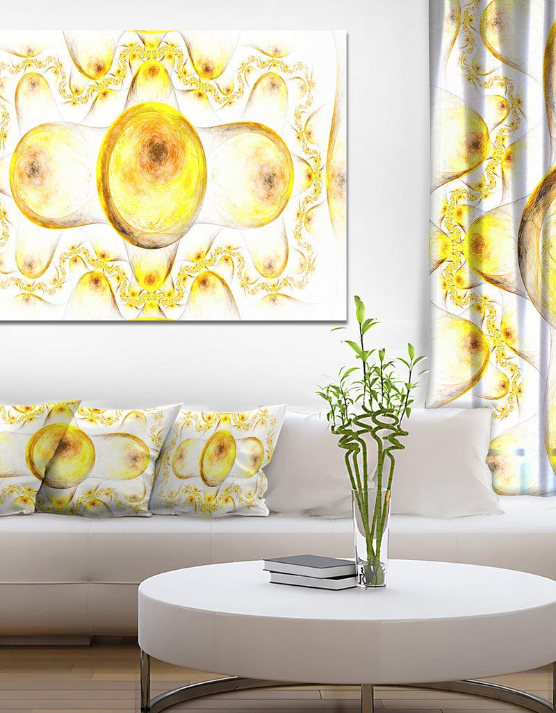 DesignQ Yellow Exotic Pattern on White - Abstract Art on Canvas