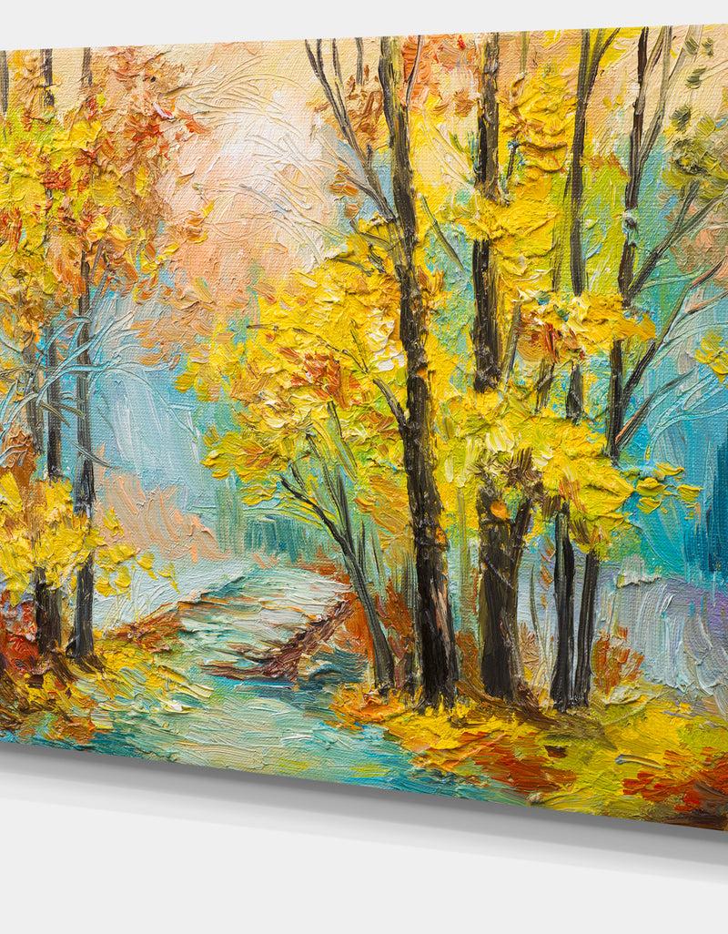DesignQ Yellow Falling Forest - Landscape Canvas Art Print