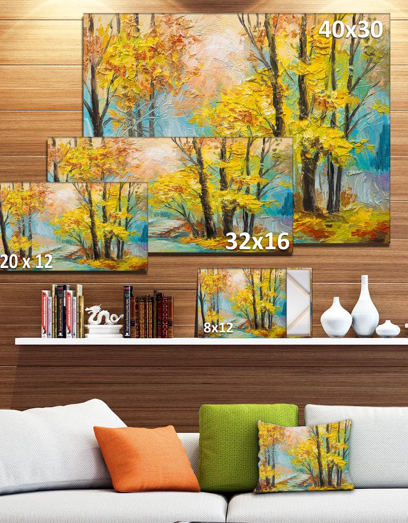 DesignQ Yellow Falling Forest - Landscape Canvas Art Print