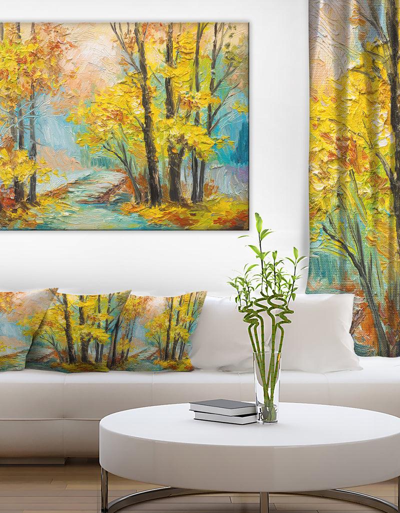 DesignQ Yellow Falling Forest - Landscape Canvas Art Print