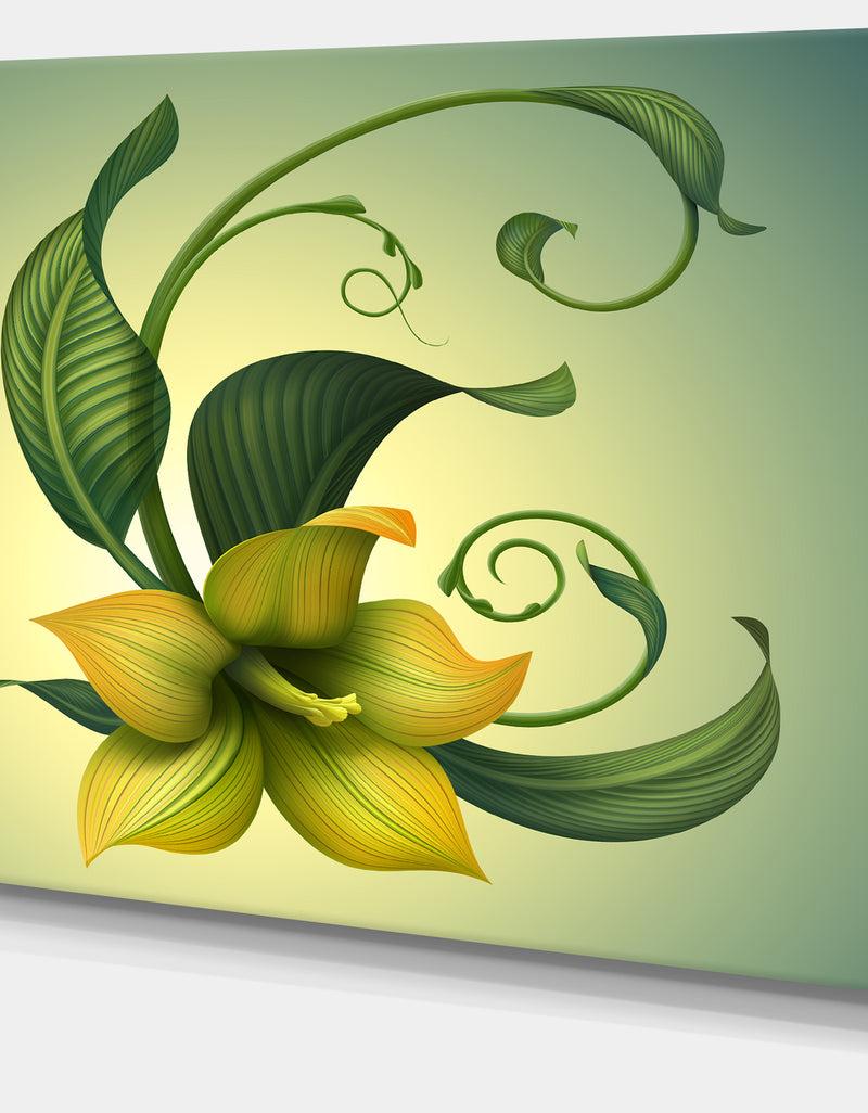 DesignQ Yellow Fantasy Flower - Modern Floral Large Canvas Art