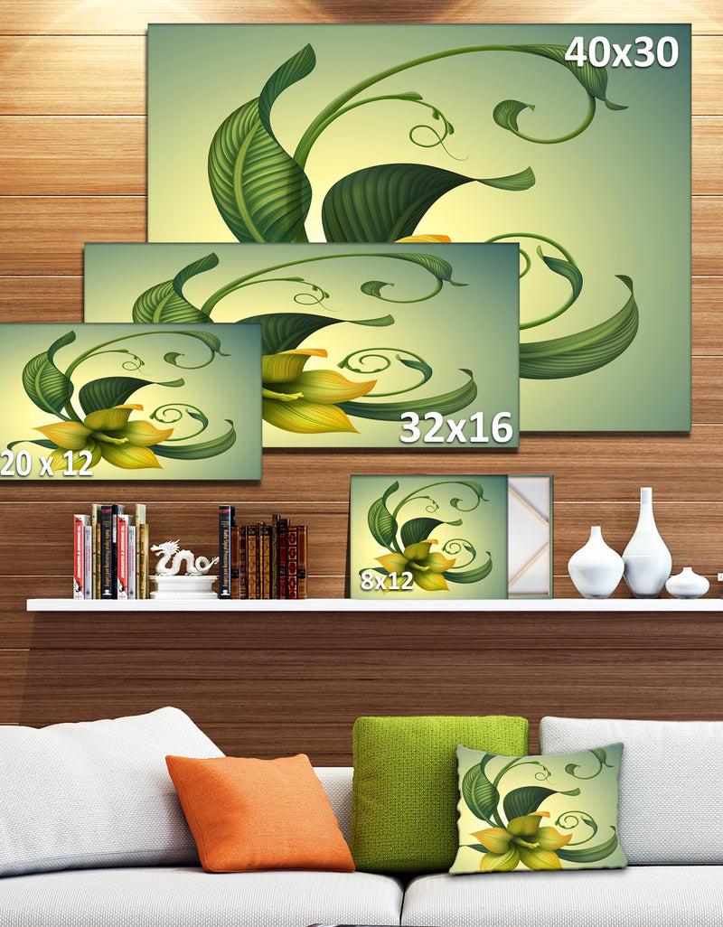 DesignQ Yellow Fantasy Flower - Modern Floral Large Canvas Art