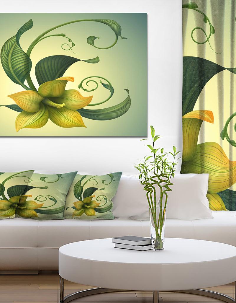 DesignQ Yellow Fantasy Flower - Modern Floral Large Canvas Art