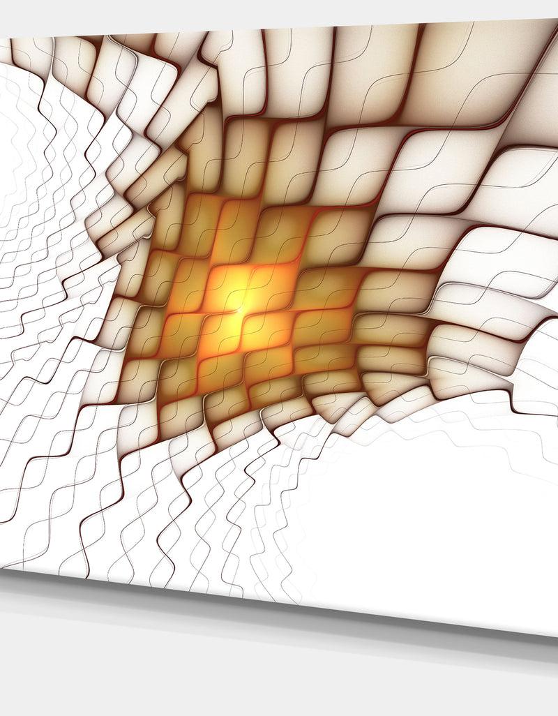 DesignQ Yellow Flames On White Blocks - Extra Large Abstract Canvas Art Print