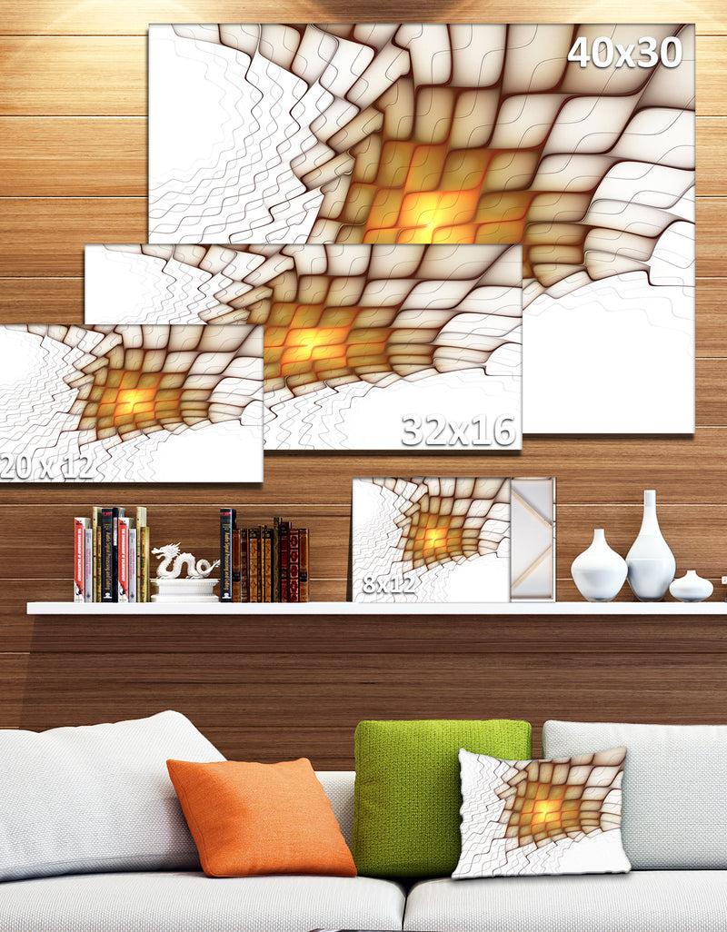 DesignQ Yellow Flames On White Blocks - Extra Large Abstract Canvas Art Print