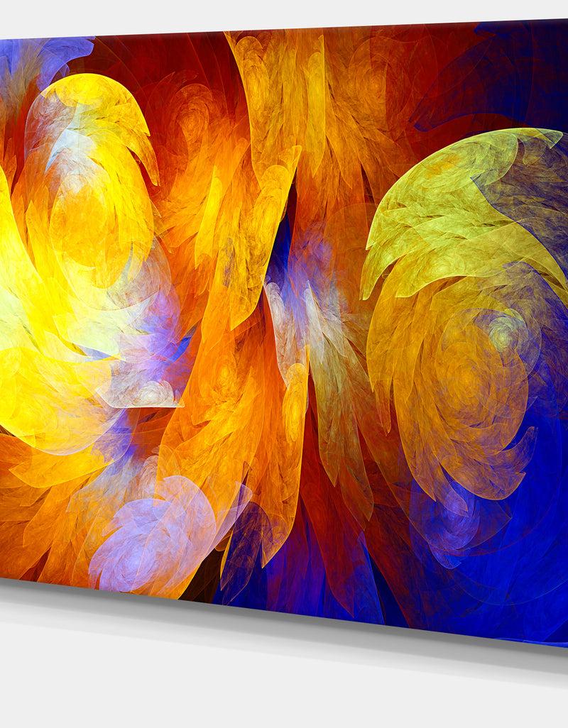 DesignQ Yellow Fractal Abstract Pattern - Extra Large Abstract Art On Canvas