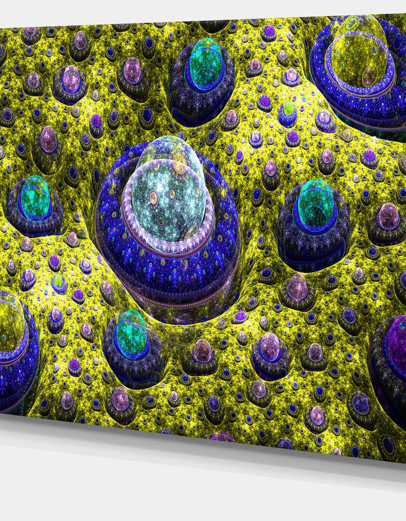 DesignQ Yellow Fractal Exotic Planet - Extra Large Canvas Art Print