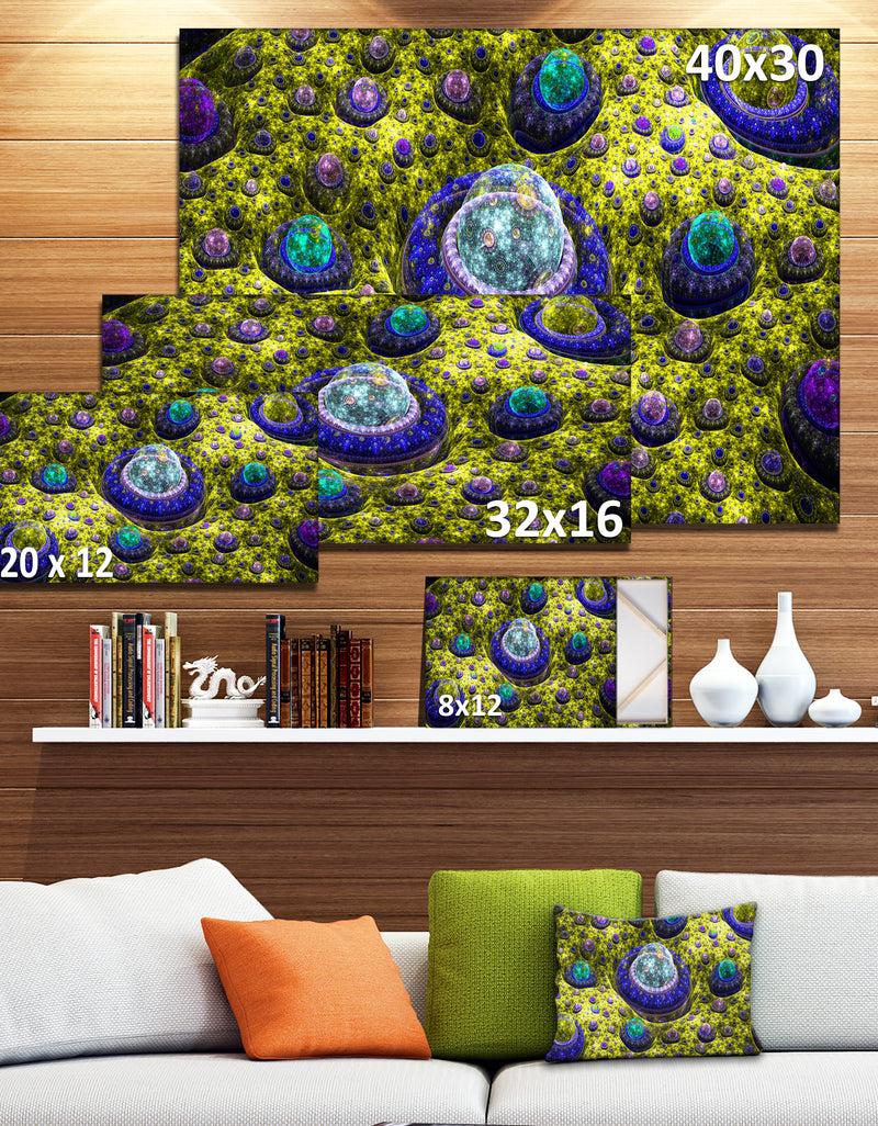 DesignQ Yellow Fractal Exotic Planet - Extra Large Canvas Art Print