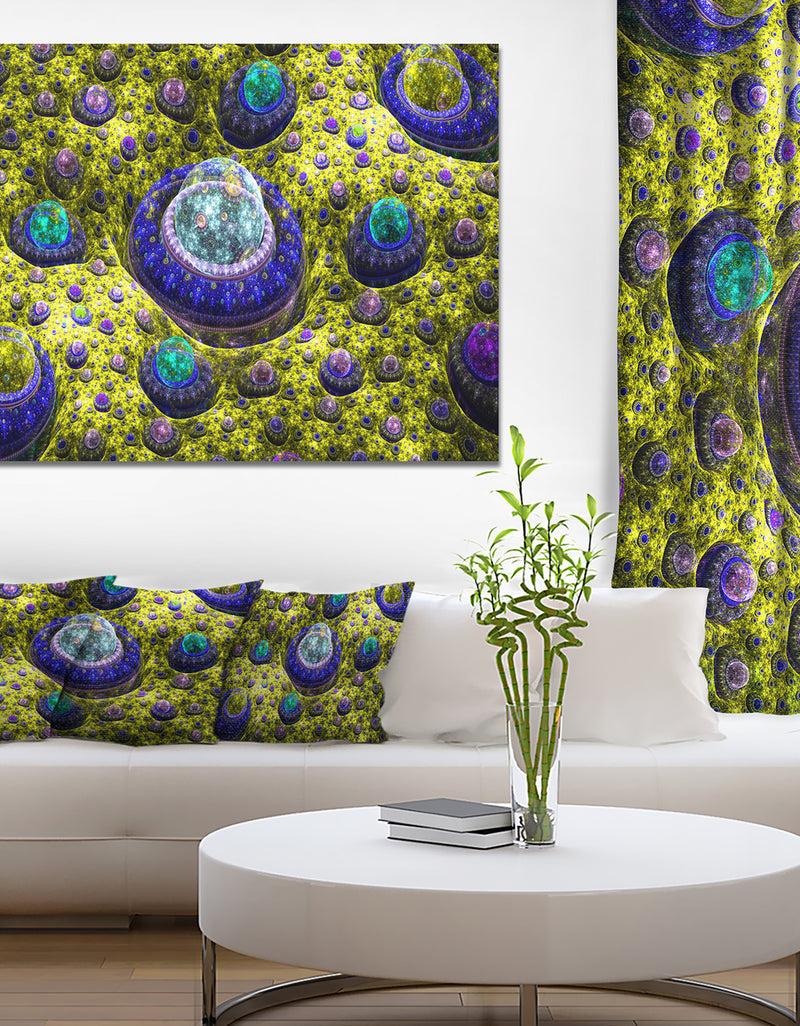 DesignQ Yellow Fractal Exotic Planet - Extra Large Canvas Art Print