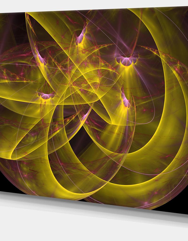 DesignQ Yellow Fractal Flames - Abstract Digital Art Canvas Print