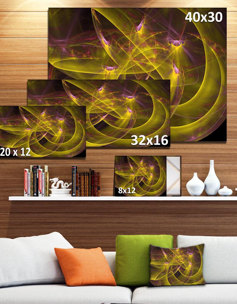 DesignQ Yellow Fractal Flames - Abstract Digital Art Canvas Print