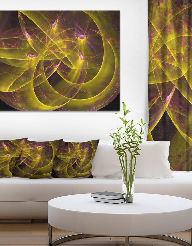 DesignQ Yellow Fractal Flames - Abstract Digital Art Canvas Print