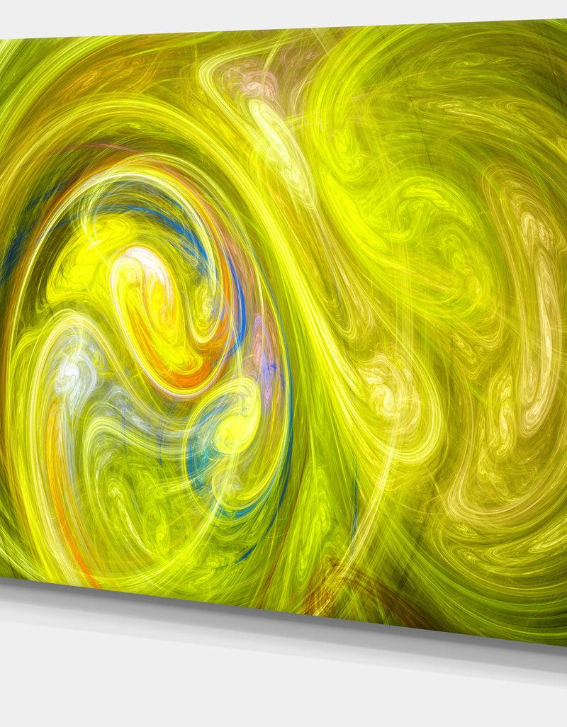 DesignQ Yellow Fractal Large Illustration - Large Canvas Wall Art
