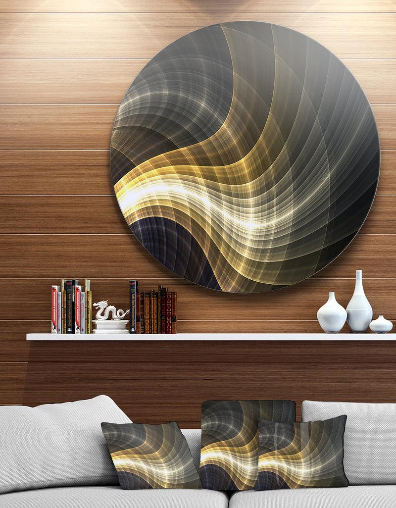 DesignQ Yellow Fractal Light Art - Abstract Digital Art Disc Metal Artwork