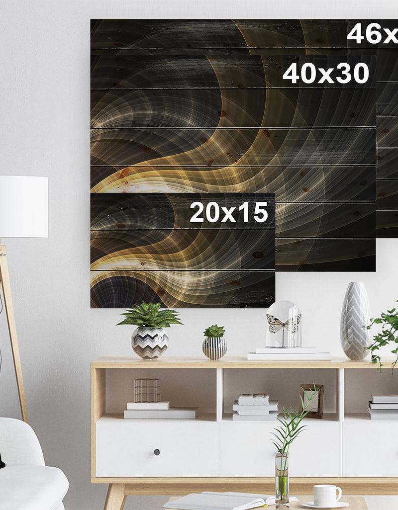 DesignQ Yellow Fractal Light Art - Abstract Print On Natural Pine Wood