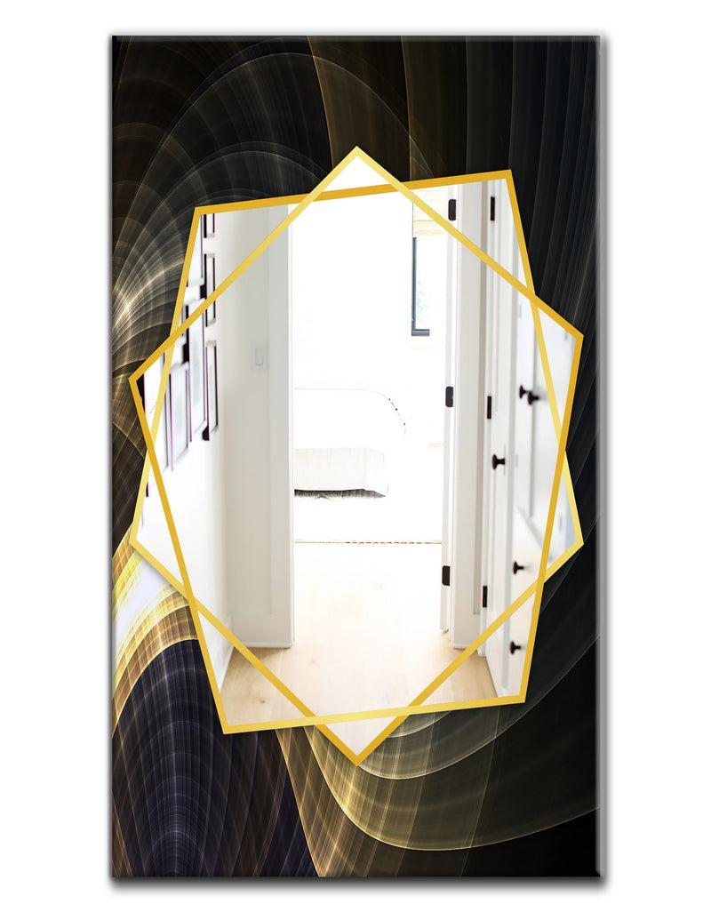 DesignQ Yellow Fractal Light Art - Modern Mirror - Frameless Contemporary Wall Mirror