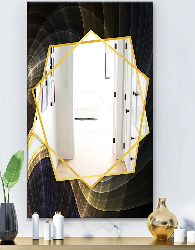 DesignQ Yellow Fractal Light Art - Modern Mirror - Frameless Contemporary Wall Mirror