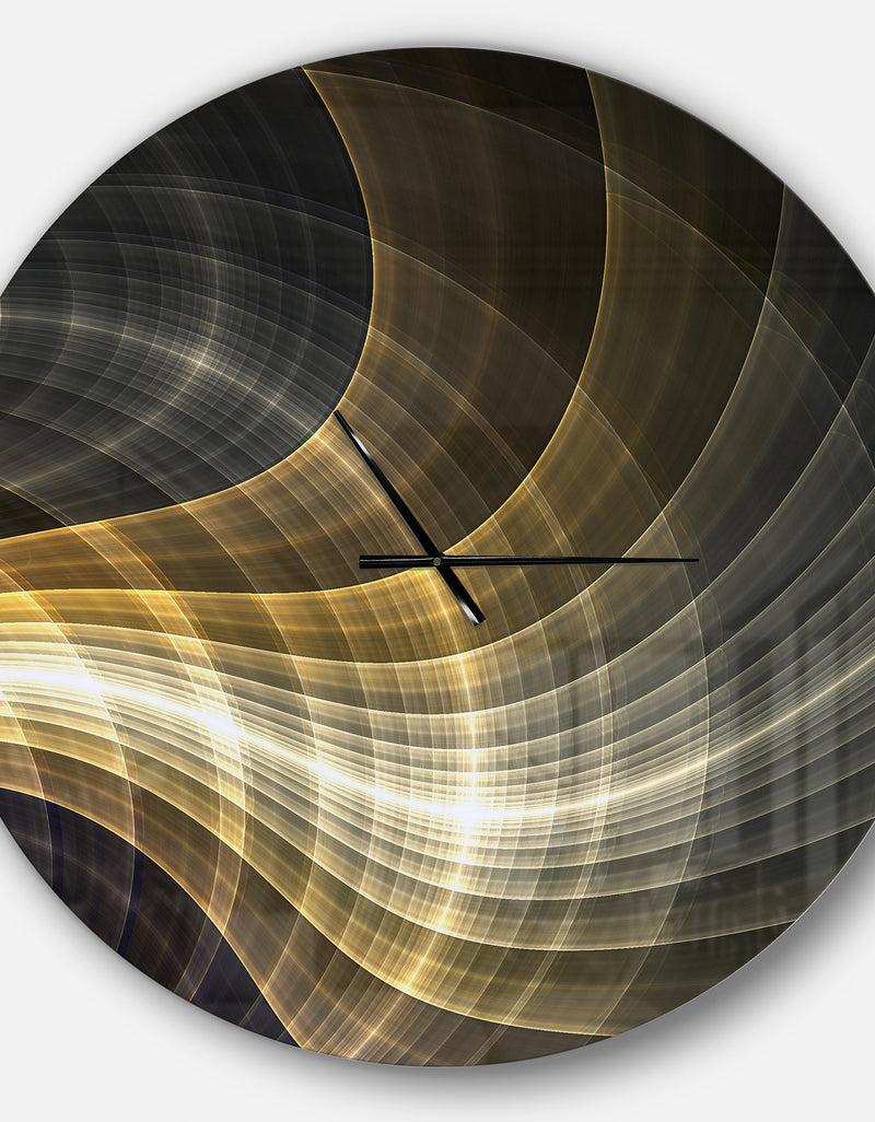 DesignQ Yellow Fractal Light Art - Oversized Modern Wall CLock