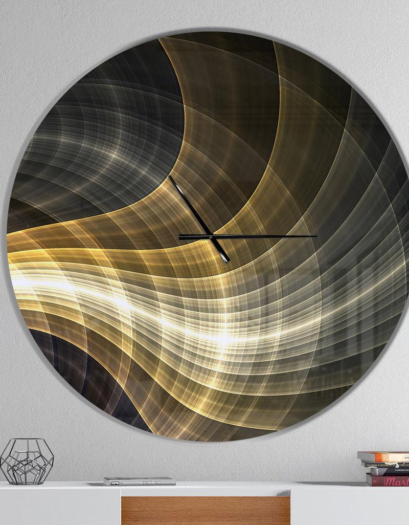 DesignQ Yellow Fractal Light Art - Oversized Modern Wall CLock