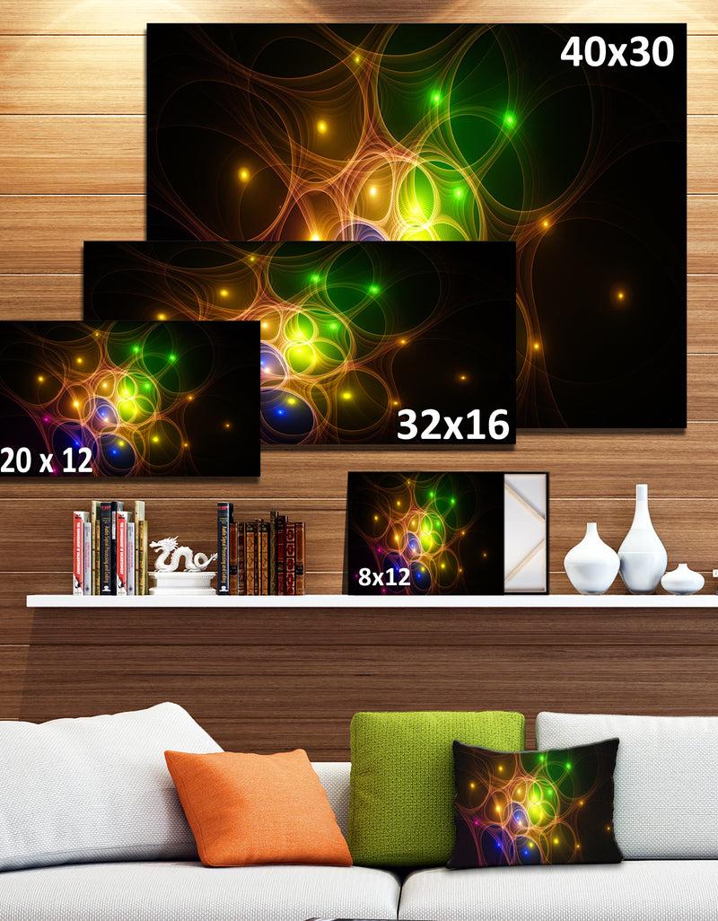 DesignQ Yellow Fractal Space Circles - Extra Large Abstract Canvas Art Print