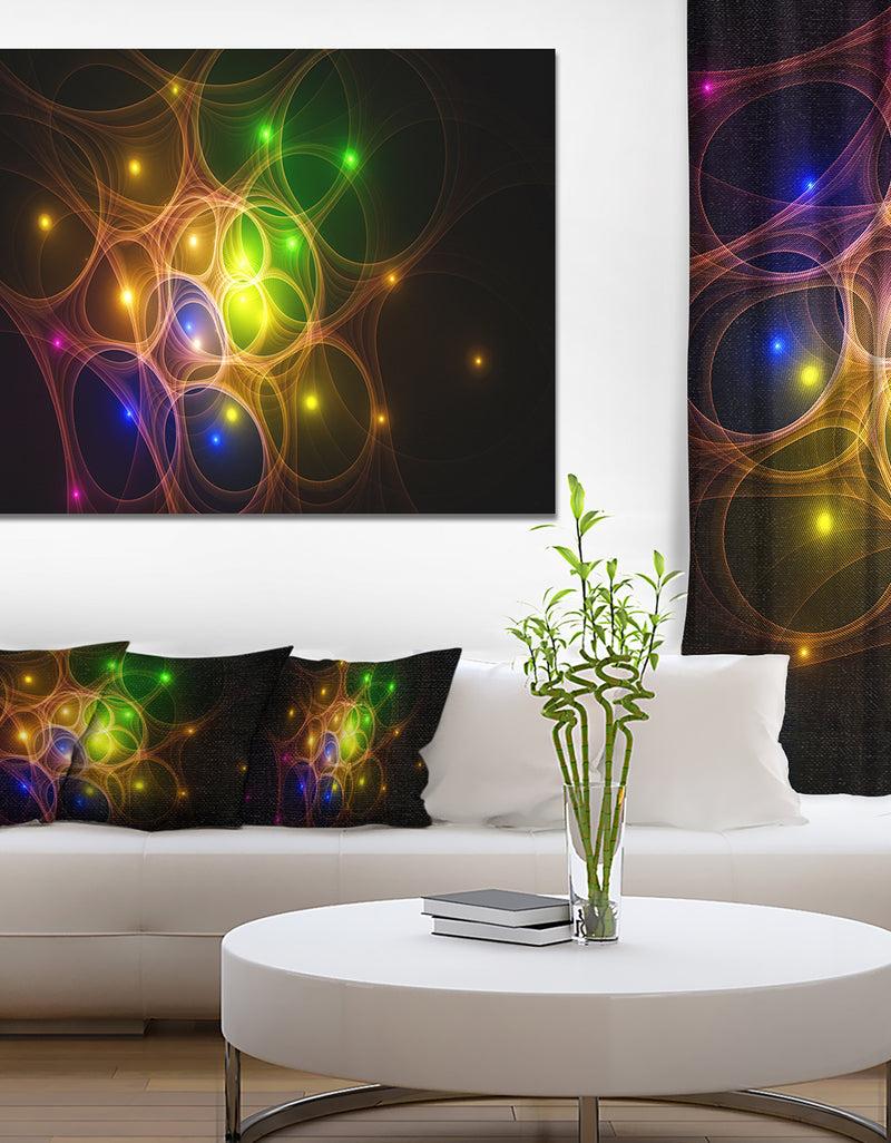 DesignQ Yellow Fractal Space Circles - Extra Large Abstract Canvas Art Print