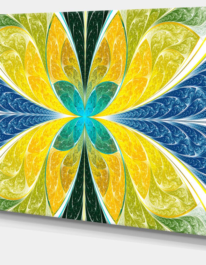 DesignQ Yellow Fractal Stained Glass - Abstract Wall Art Canvas