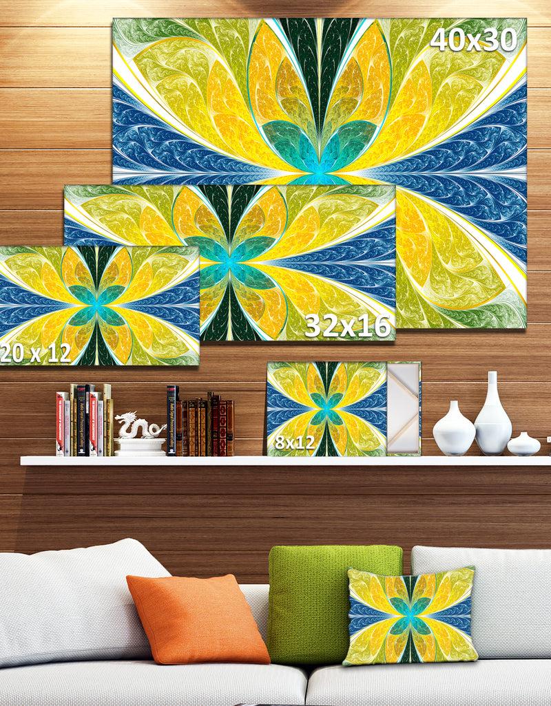 DesignQ Yellow Fractal Stained Glass - Abstract Wall Art Canvas