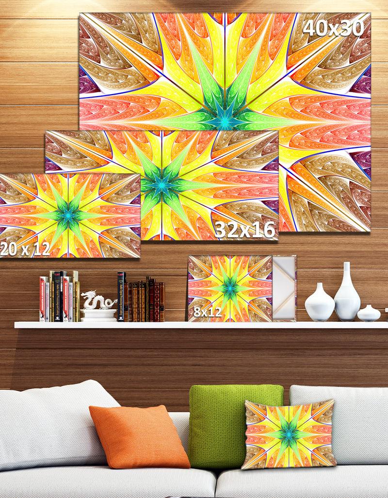 DesignQ Yellow Glowing Fractal Texture - Large Wall Art On Canvas