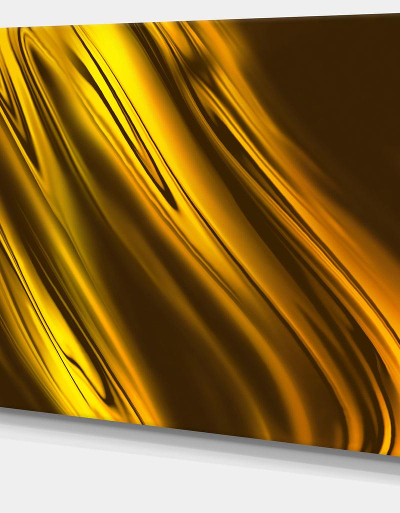 DesignQ Yellow Liquid Gold Design - Abstract Digital Art Canvas Print