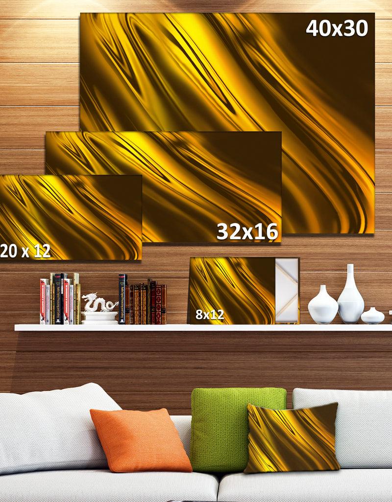 DesignQ Yellow Liquid Gold Design - Abstract Digital Art Canvas Print