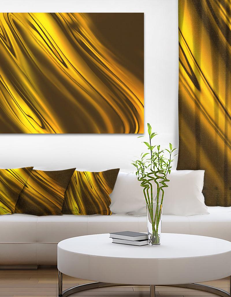 DesignQ Yellow Liquid Gold Design - Abstract Digital Art Canvas Print