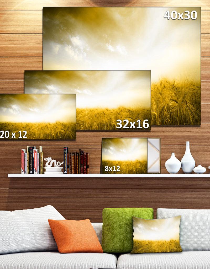 DesignQ Yellow Meadow Under Bright Sun - Extra Large Landscape Canvas Art Print