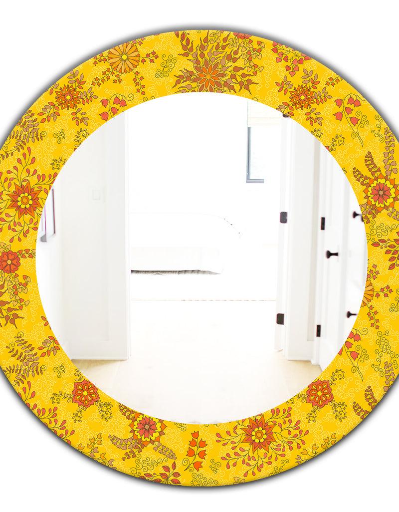 DesignQ Yellow Moods 2 - Mid-Century Mirror - Oval Or Round Wall Mirror