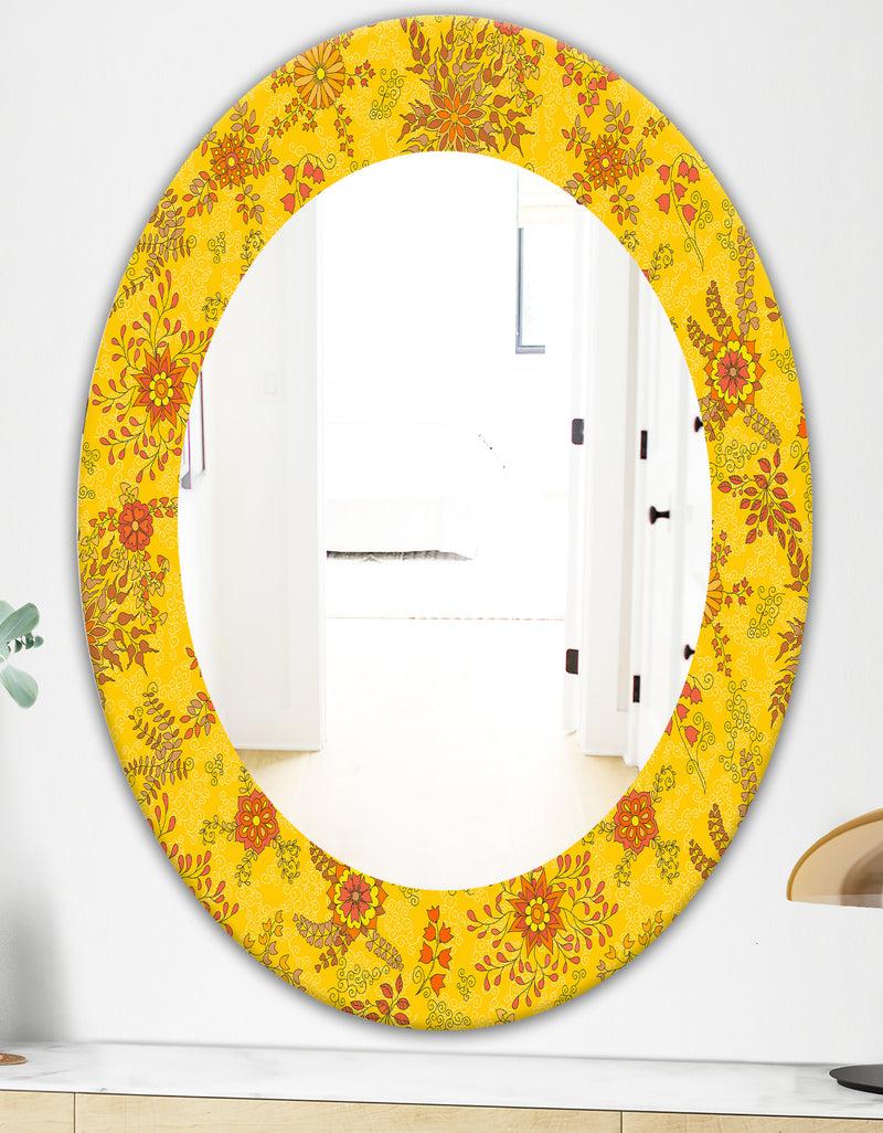 DesignQ Yellow Moods 2 - Mid-Century Mirror - Oval Or Round Wall Mirror