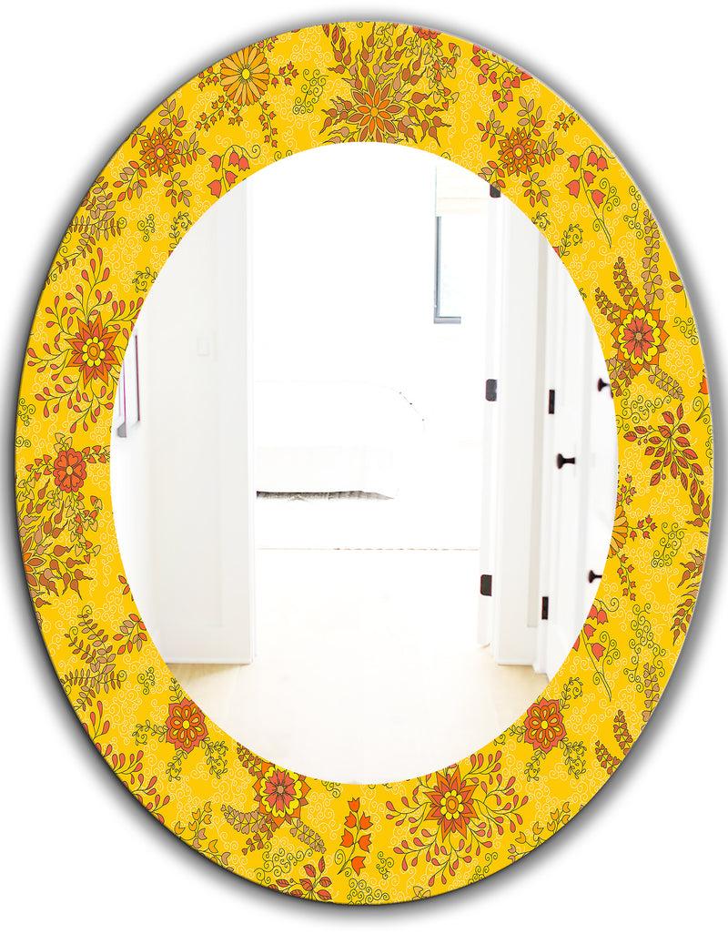 DesignQ Yellow Moods 2 - Mid-Century Mirror - Oval Or Round Wall Mirror