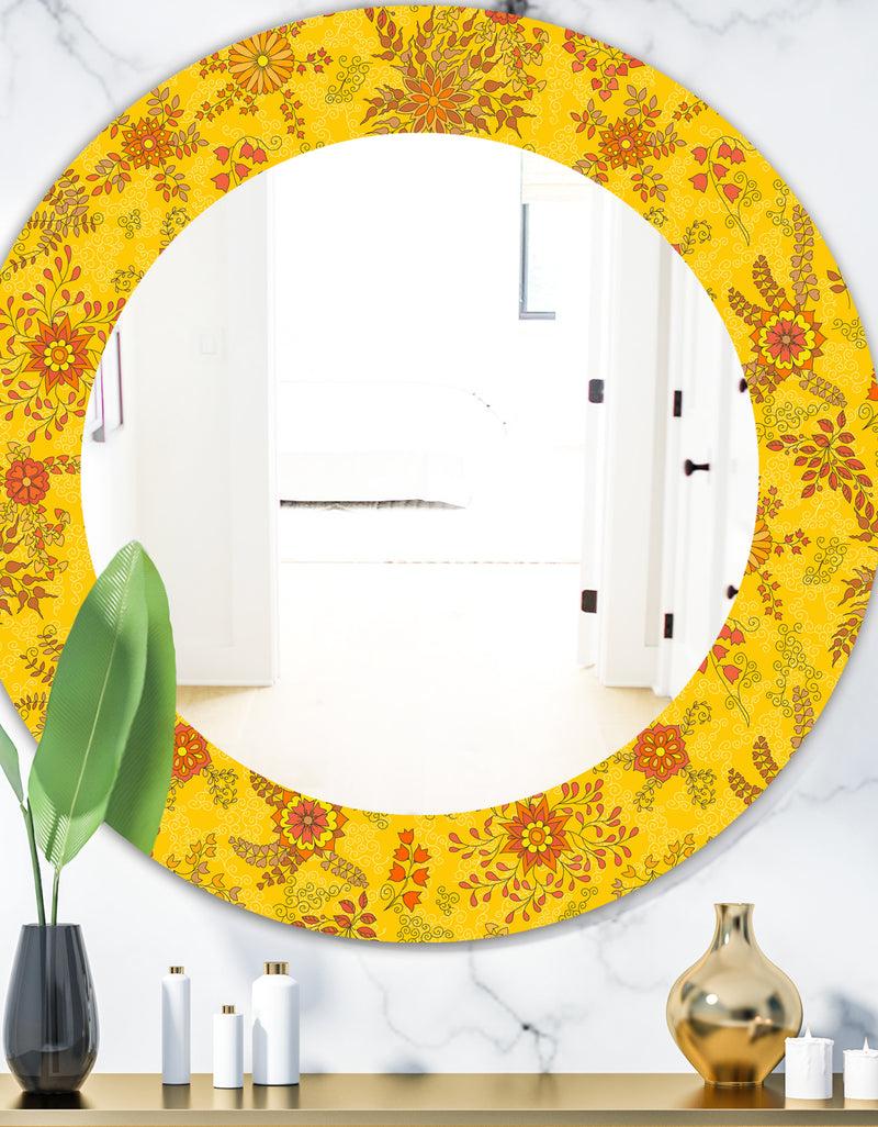 DesignQ Yellow Moods 2 - Mid-Century Mirror - Oval or Round Wall Mirror