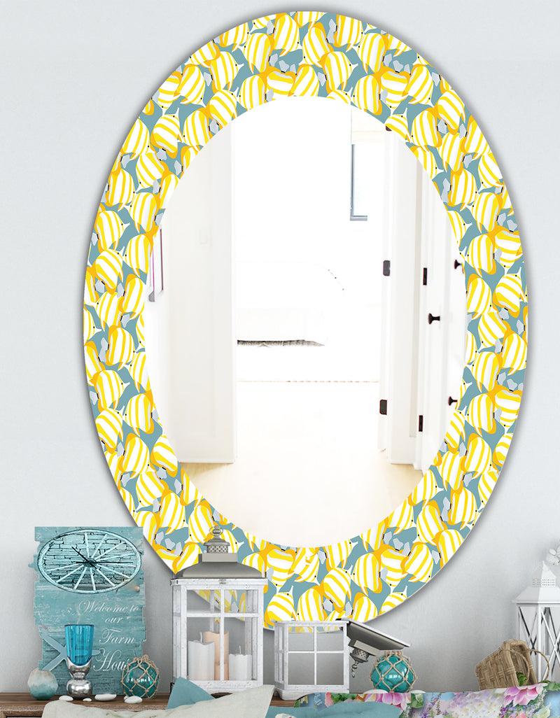 DesignQ Yellow Moods 21 - Traditional Mirror - Oval Or Round Wall Mirror