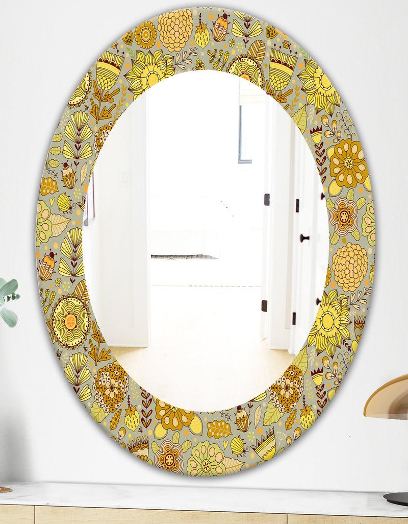 DesignQ Yellow Moods 22 - Modern Mirror - Oval Or Round Wall Mirror