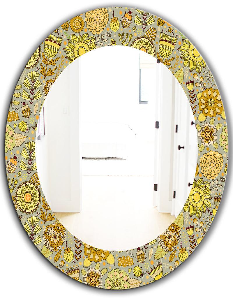 DesignQ Yellow Moods 22 - Modern Mirror - Oval Or Round Wall Mirror