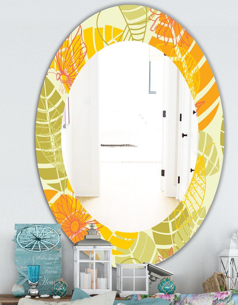 DesignQ Yellow Moods 24 - Traditional Mirror - Oval Or Round Wall Mirror