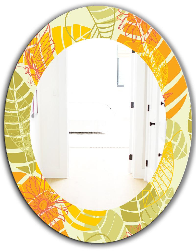DesignQ Yellow Moods 24 - Traditional Mirror - Oval Or Round Wall Mirror
