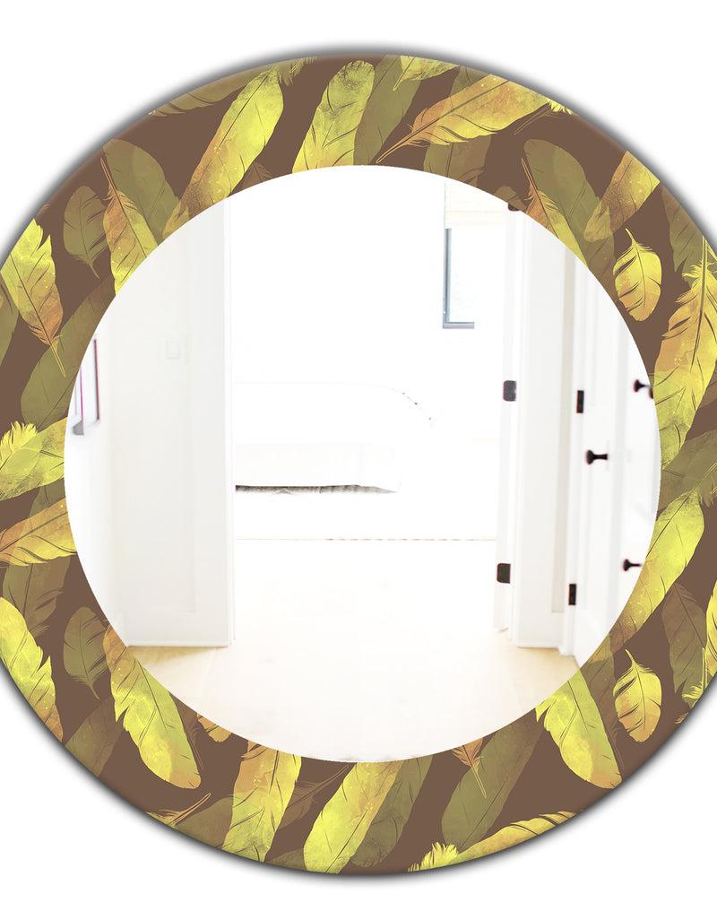 DesignQ Yellow Moods 4 - Bohemian And Eclectic Mirror - Oval Or Round Wall Mirror