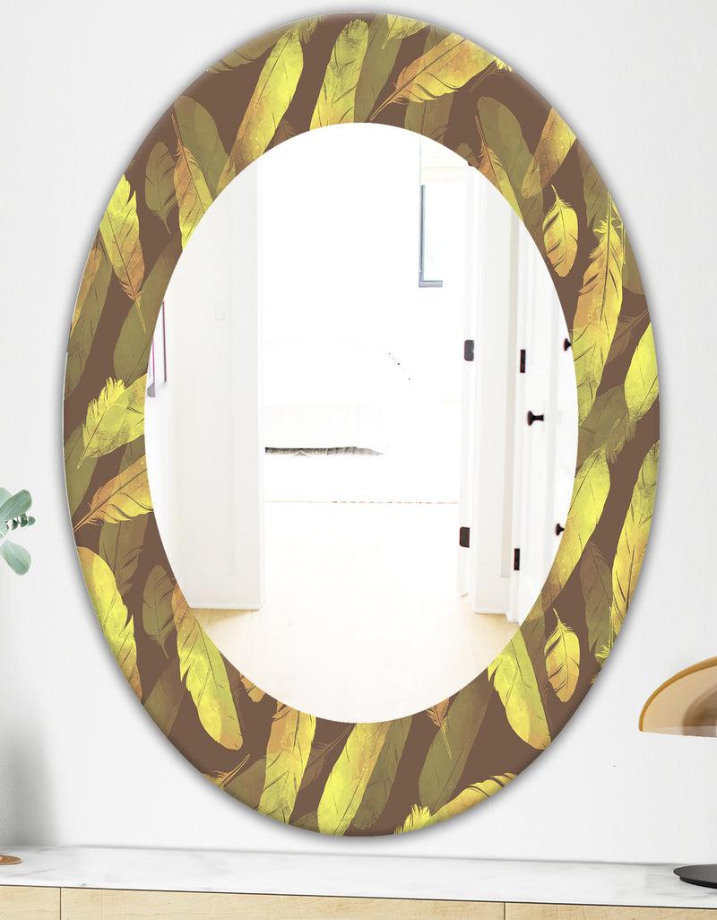 DesignQ Yellow Moods 4 - Bohemian And Eclectic Mirror - Oval Or Round Wall Mirror