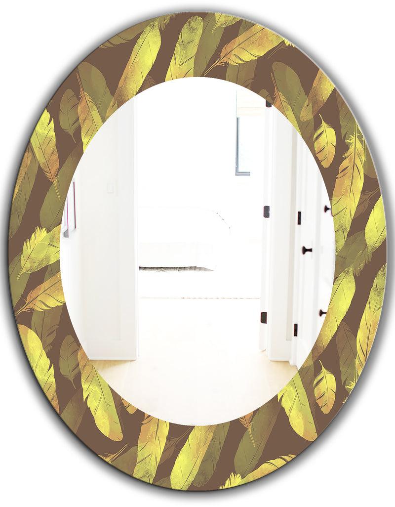 DesignQ Yellow Moods 4 - Bohemian And Eclectic Mirror - Oval Or Round Wall Mirror