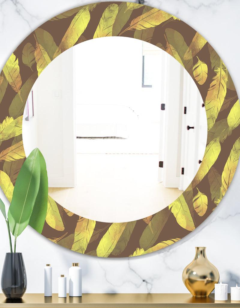 DesignQ Yellow Moods 4 - Bohemian and Eclectic Mirror - Oval or Round Wall Mirror