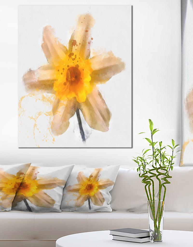 DesignQ Yellow Narcissus Sketch Watercolor - Extra Large Floral Canvas Art